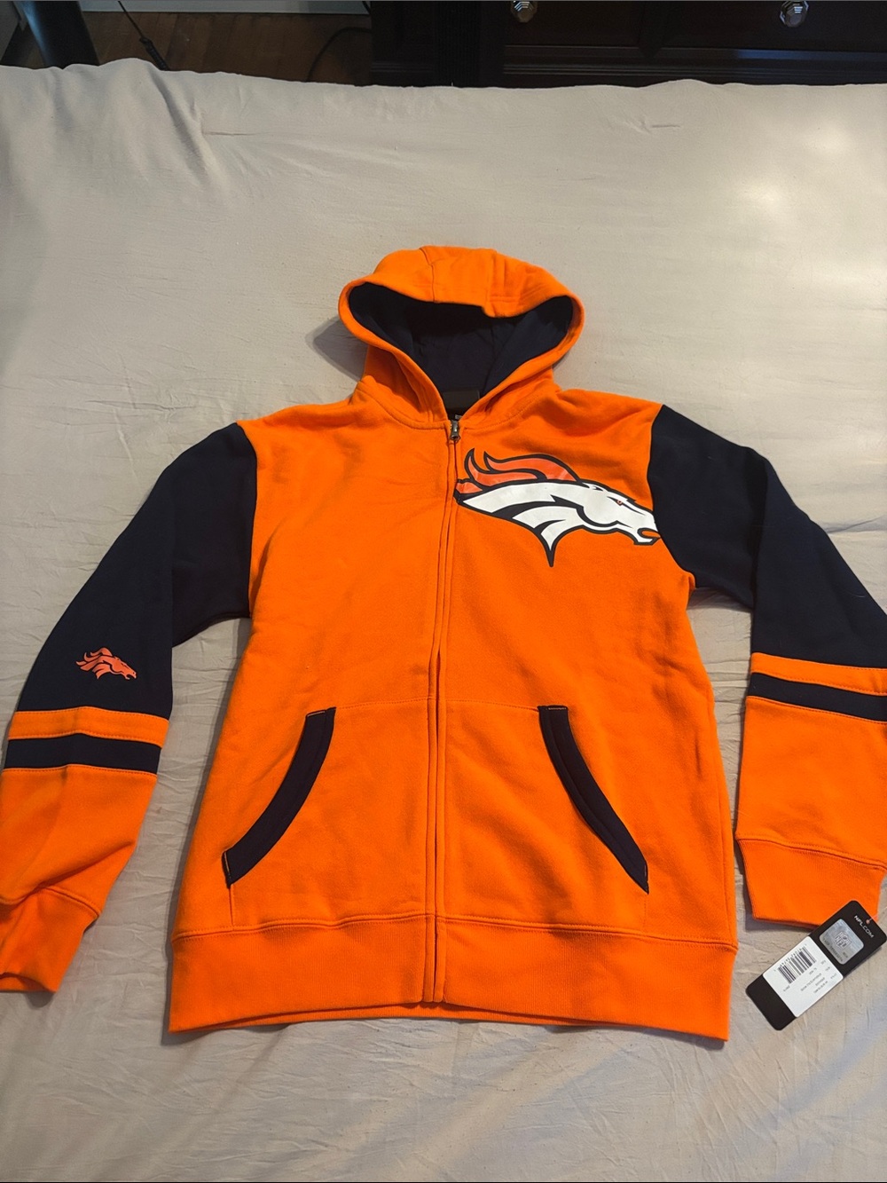 NFL Denver Broncos- Youth XL Orange & Navy Full-Zip Hoodie NWT